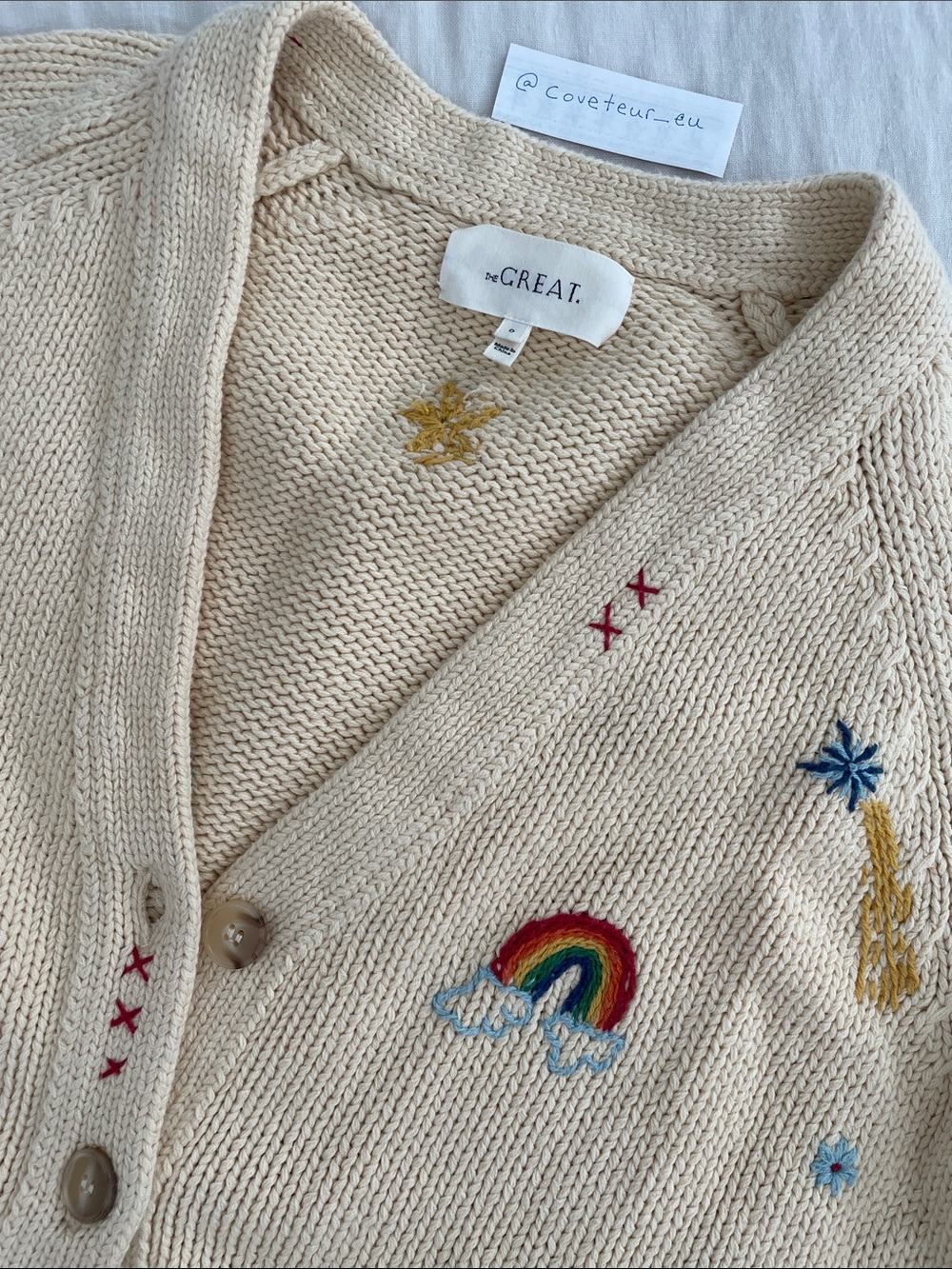 The Great. The Charm Cardigan in Cream. Size 0. - Picture 7 of 7